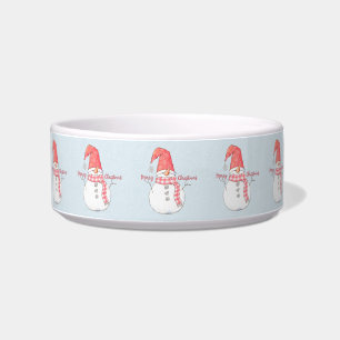 Écuelle Snowmen habillés pour hiver Joyeux chien de Noël a