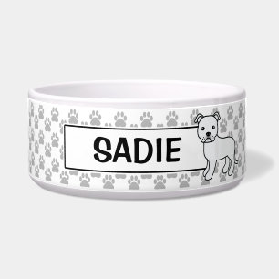 Écuelle Staffordshire Bull Terrier Blanc Et Nom