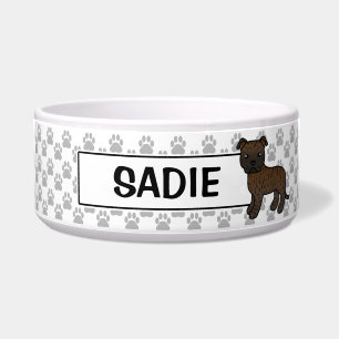Écuelle Staffordshire Bull Terrier Bringé Et Nom