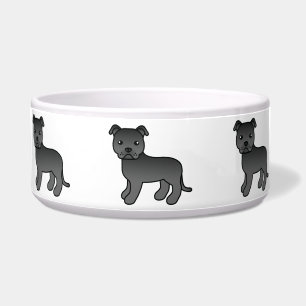 Écuelle Staffordshire Bull Terrier Cartoon Noir