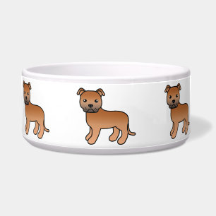 Écuelle Staffordshire Bull Terrier de dessin animé rouge