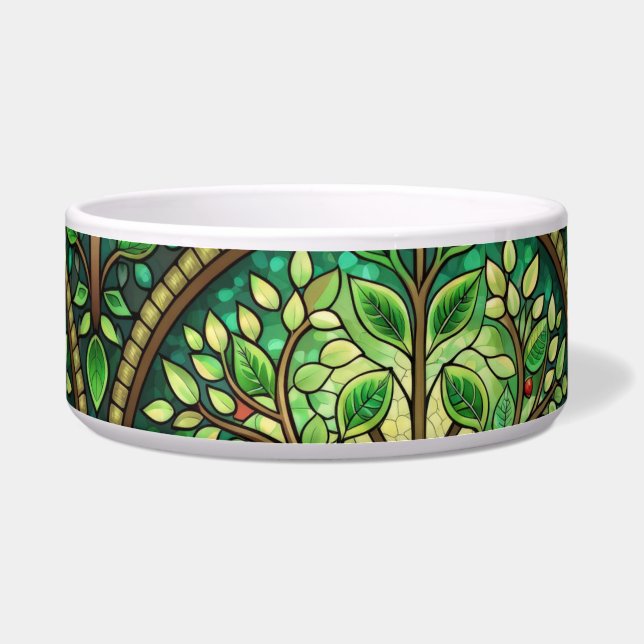 Écuelle Stained glass-inspired bowl with green leaves  (Devant)