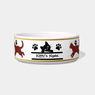 Écuelle Stewart Tartan Kitty Personnalisé Chat Bowl