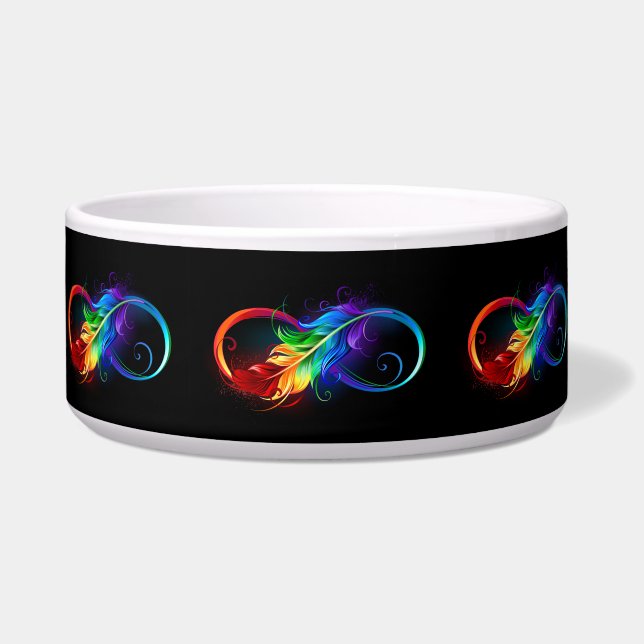 Écuelle Symbole d'infini avec plume arc-en-ciel (Devant)