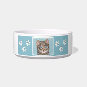 Écuelle Tabby Gris Peinture Chat - Cute Original Art Chat