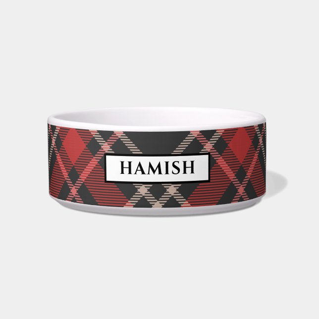 Écuelle Tartan noir personnalisé rouge et crème (Devant)