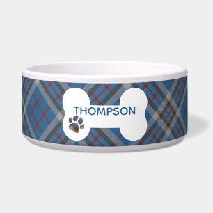 Écuelle Tartan Plaid Grey Blue À damiers Clan Thompson Dog