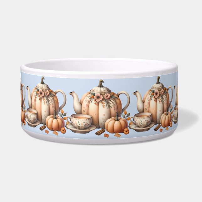 Écuelle Teapot citrouille avec Florales d'automne Illustra (Devant)