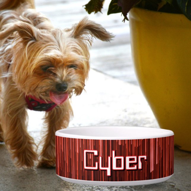 Écuelle Techno Cyberspace Rouge et Noir Animaux de compagn (Créateur téléchargé)