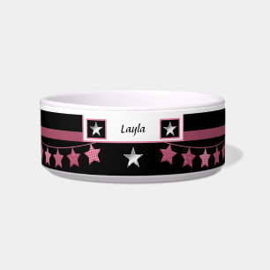 Écuelle Téméraire rose/noir personnalisé avec étoiles
