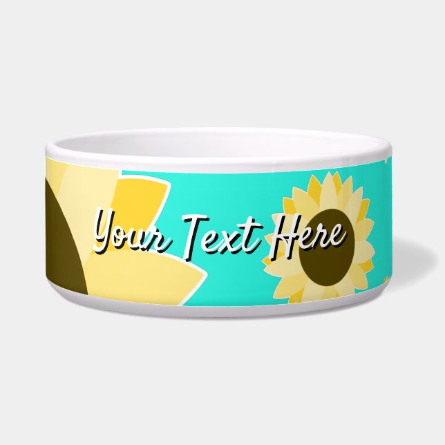 Écuelle Tournesols en céramique Turquoise Pet Bowl (Devant)