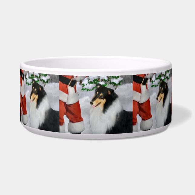 Écuelle Tri Couleur Collie Christmas Chien Bowl (Devant)