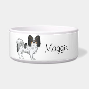 Écuelle Tricolor Papillon Happy Dog With Dog's own Name