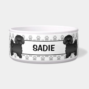Écuelle Tzu Shih noir Chien mignon avec pattes et nom
