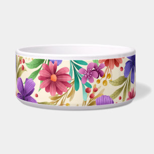 Écuelle Un bol blanc avec un motif floral vibrant