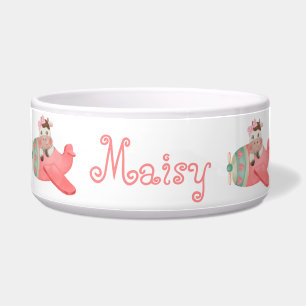 Écuelle Vache mignonne et avion, Aquarelle, Simple, Person