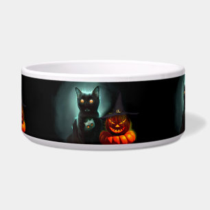 Écuelle Vampire Chat et Assistant Citrouille Halloween Sur