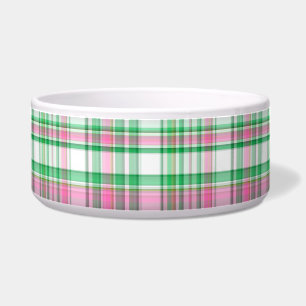 Écuelle Vert émeraude, Rose Chaud, Madras blanc Preppy Pla