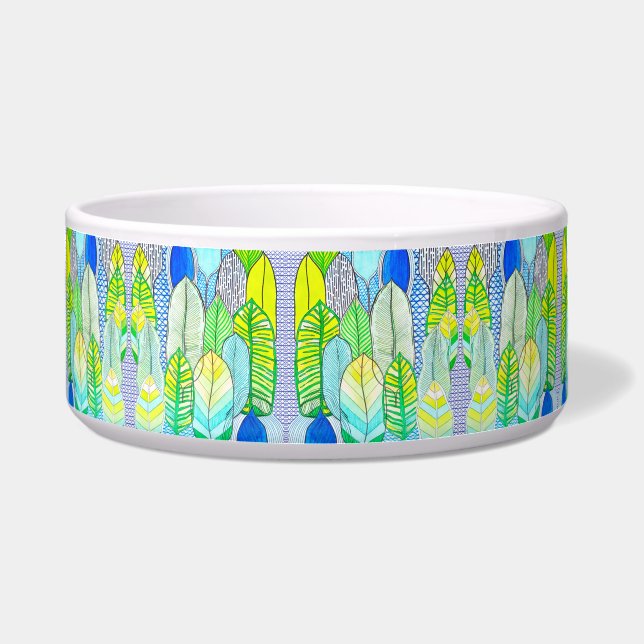 Écuelle Vert Jaune mignon Moderne Tropical Boho Feuille (Devant)