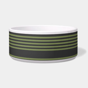 Écuelle Vert olive et charbon de bois cinq bandes motif