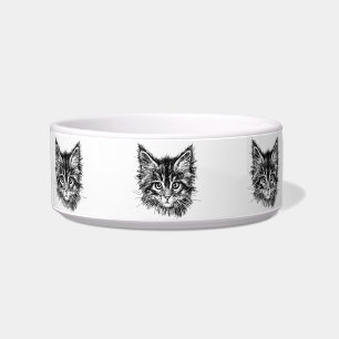 Écuelle Visage de chaton noir et blanc