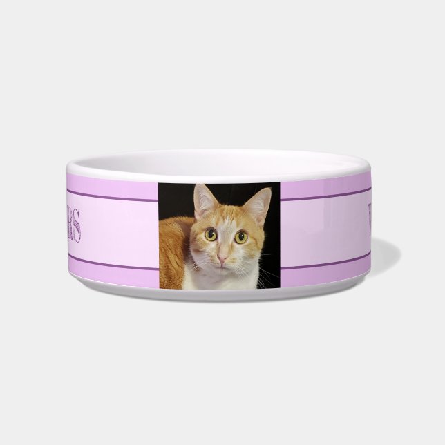 Écuelle Votre Photo 2 Texte Rose Purple Chat Chien animal  (Devant)