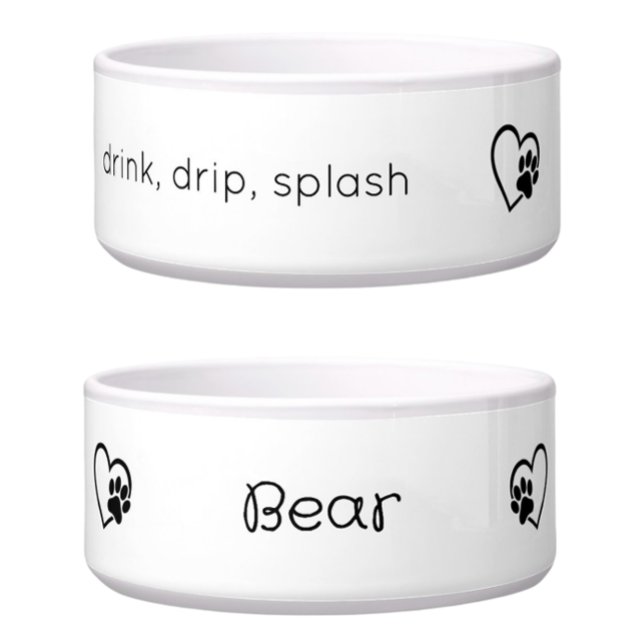 Écuelle White 'drink drip splash' Dog Name Bowl (Créateur téléchargé)