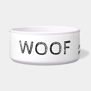 Écuelle Woof Cute Rustic Texte Personnalisé Animaux