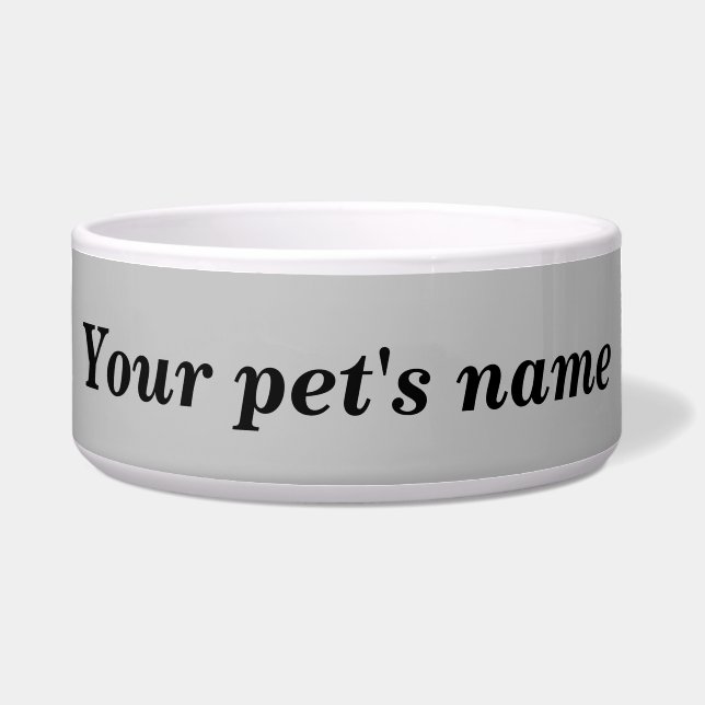 Écuelle Your Dog’s Name With Gray Background on Pet Bowl (Devant)