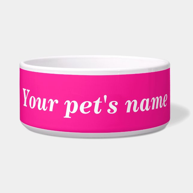 Écuelle Your Pet’s Name With Pink Background on Pet Bowl (Devant)