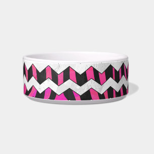 Écuelle Zebra Chevron noir et rose chaud