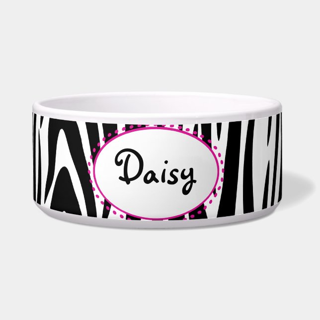 Écuelle Zebra Stripes avec nom personnalisé (Devant)