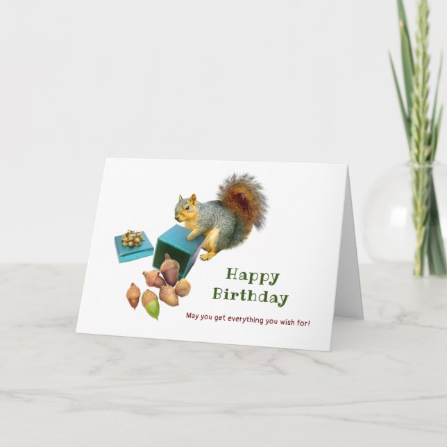 Écureuil avec boîte d'Acorns Carte d'anniversaire (Devant)