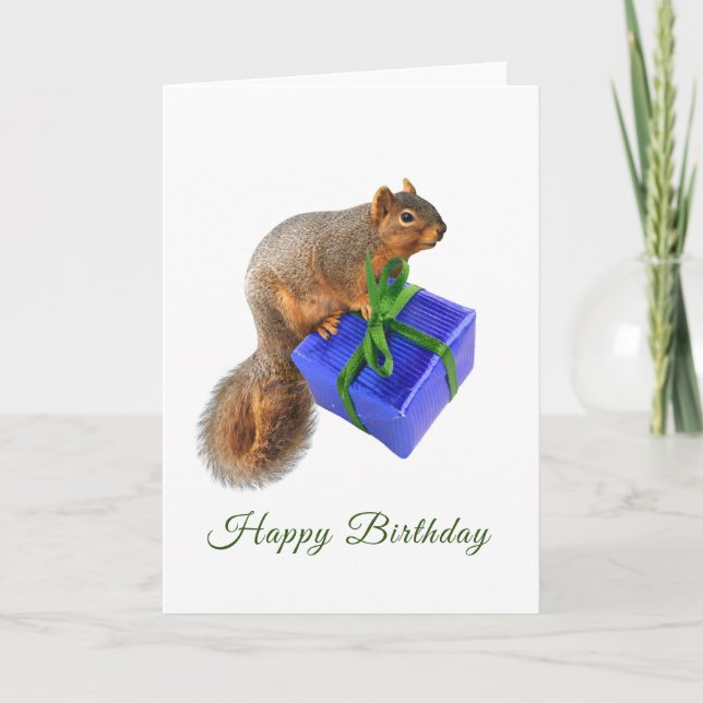 Écureuil avec carte cadeau d'anniversaire (Devant)