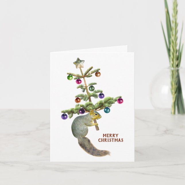 Écureuil avec carte d'arbre de Noël (Devant)