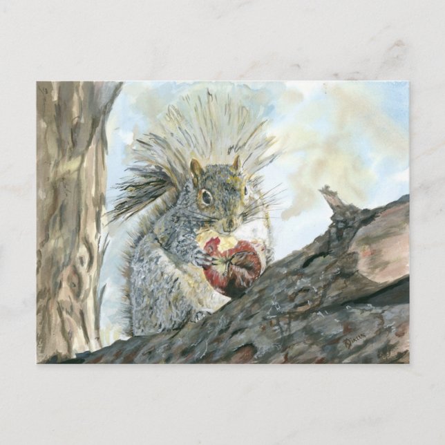 Écureuil avec carte postale de pomme (Devant)