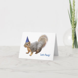 Écureuil avec Casquette de fête Carte d'anniversai