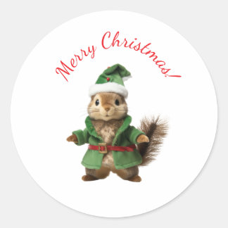 ÉCUREUIL AVEC CHAPEAU DE PÈRE NOËL AUTOCOLLANTS DE