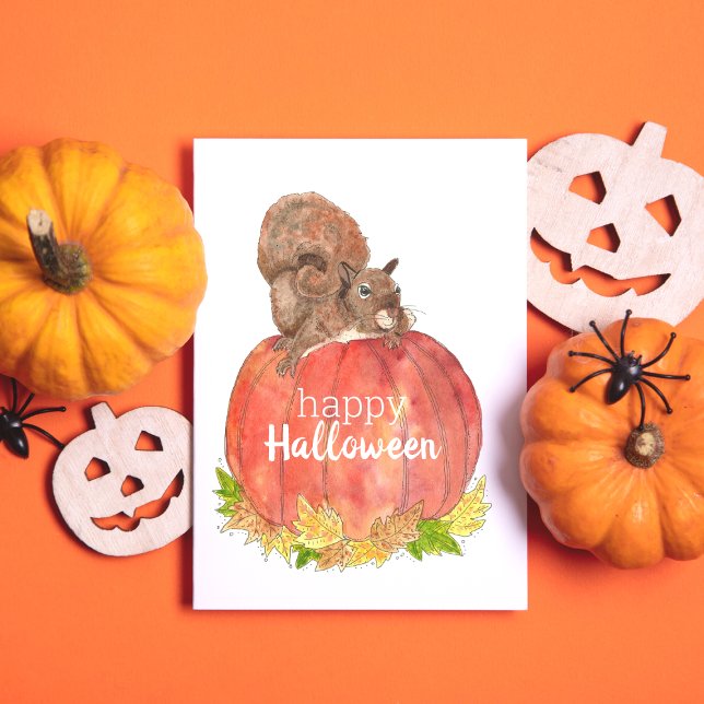 Écureuil d'Halloween sur Carte Postale de Citrouil (Créateur téléchargé)