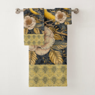 Écureuil et Canari Jaune avec Motif Fleurs