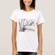 Écureuil féminin dans les arbres t-shirt imprimé