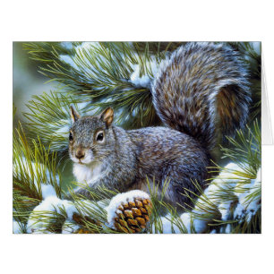 Écureuil (gris) gris de neige d'hiver…