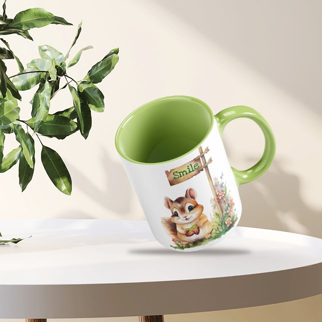 Écureuil mignon et fleurs Café Mug (Créateur téléchargé)