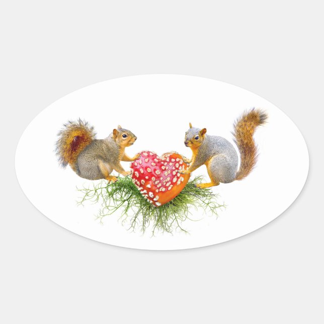 Écureuils avec Stickers Coeur de Champignons (Devant)