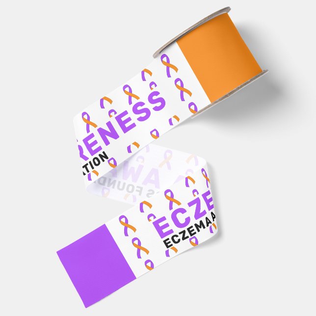 Eczema Awareness Pattern Ribbon Grosgrain Ribbon (Front+Back)
