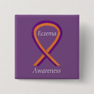 Eczema Awareness Ribbon Custom Art Pin Buttons