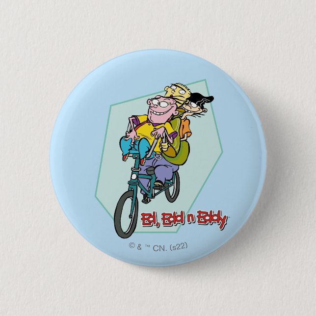 Ed, Edd, n Eddy on a Bike 2 Inch Round Button (Front)