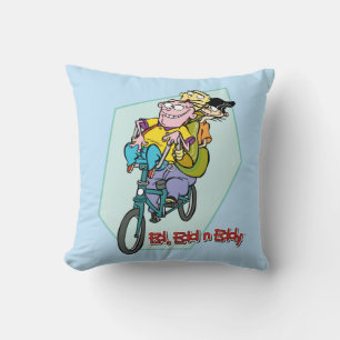Ed, Edd, n Eddy on a Bike Throw Pillow