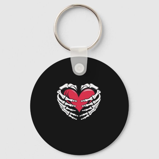 Ed Heart In Skeletal Hands Classic Keychain (Front)