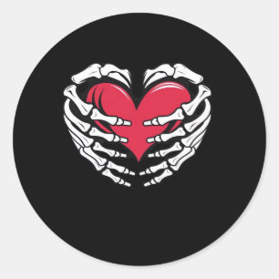 Ed Heart In Skeletal Hands Classic Round Sticker